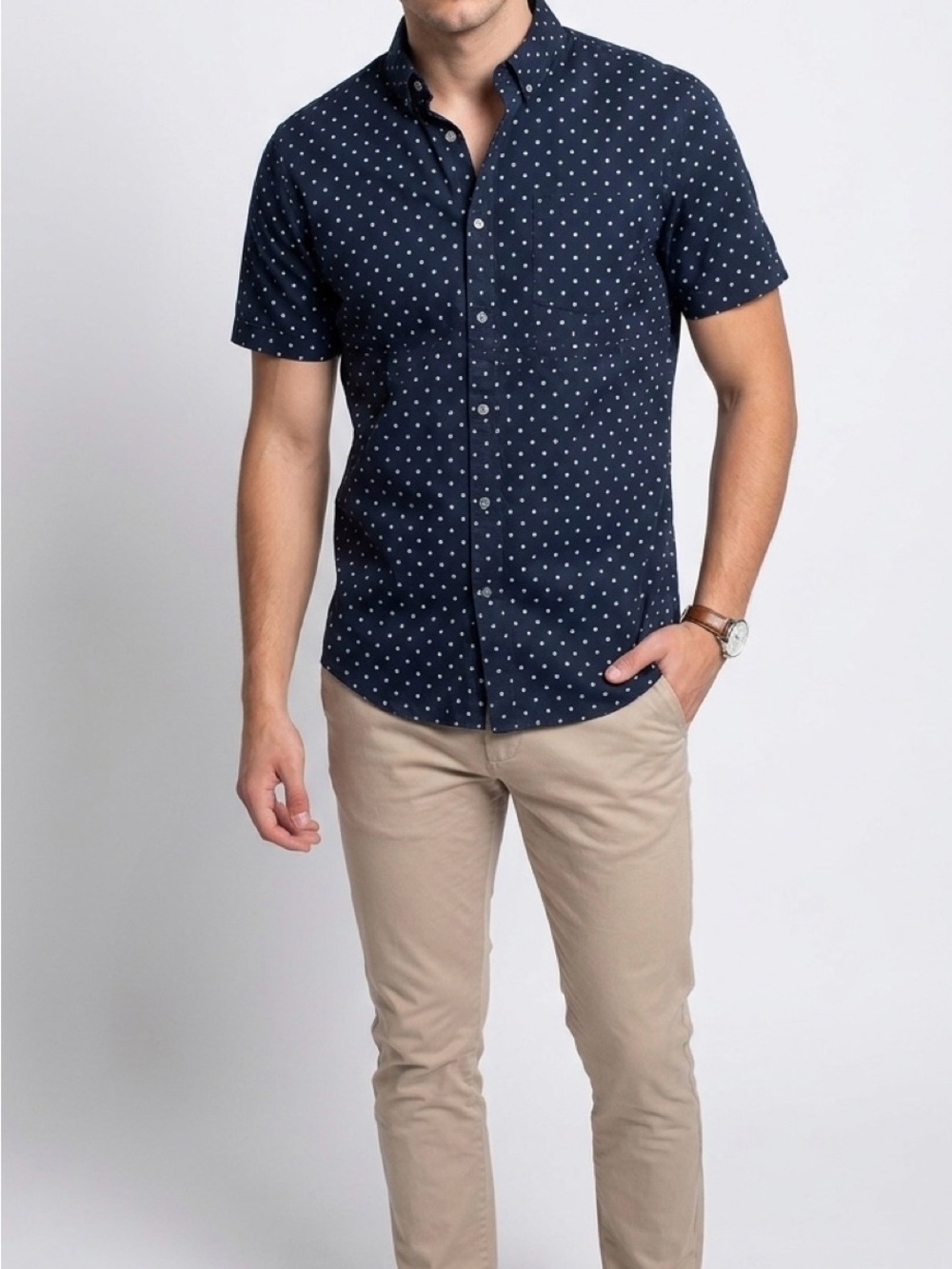 St. John's Bay Stretch Men's Short Sleeve Slim Fit Button-Down Shirt